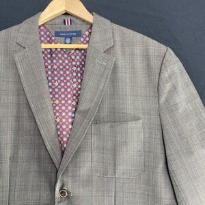 Tommy Hilfiger XL Brown Glen Check Poly Blend Patch Pockets Blazer